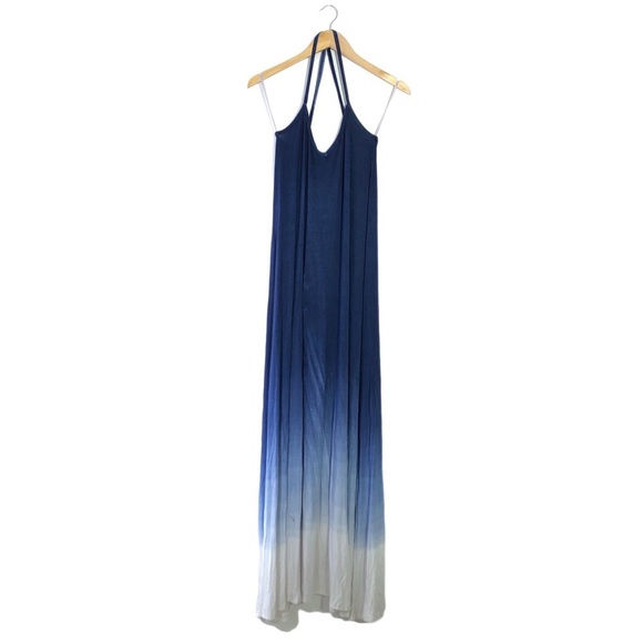 American Twist Knitted Jersey Halter Colorblock Maxi Tank Top Halter Dress S - Picture 1 of 8